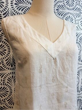 St Tropez West Linen Pineapple Tank Top